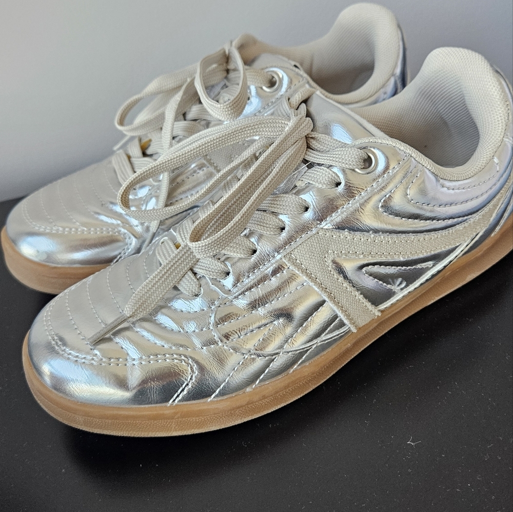 Silver Metallic Sneakers Size 6.5